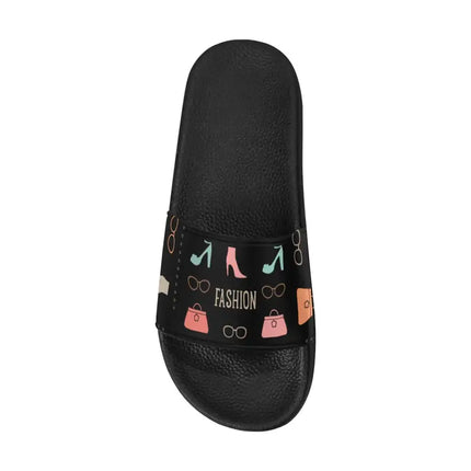 Uniquely You Womens Slides / Flip-Flop Sandals - Fashion  Print Black
