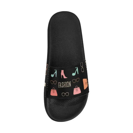 Uniquely You Womens Slides / Flip-Flop Sandals - Fashion  Print Black