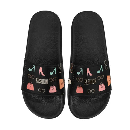 Uniquely You Womens Slides / Flip-Flop Sandals - Fashion  Print Black
