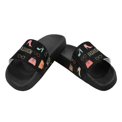Uniquely You Womens Slides / Flip-Flop Sandals - Fashion  Print Black