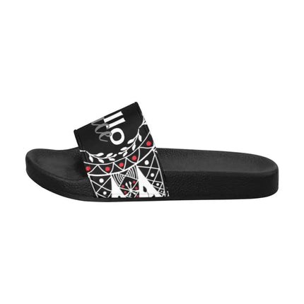 Uniquely You Womens Slides / Flip-Flop Sandals - Hello Peace Bohemian Print