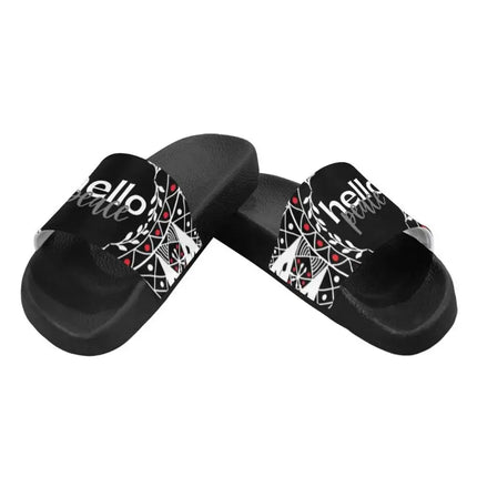 Uniquely You Womens Slides / Flip-Flop Sandals - Hello Peace Bohemian Print