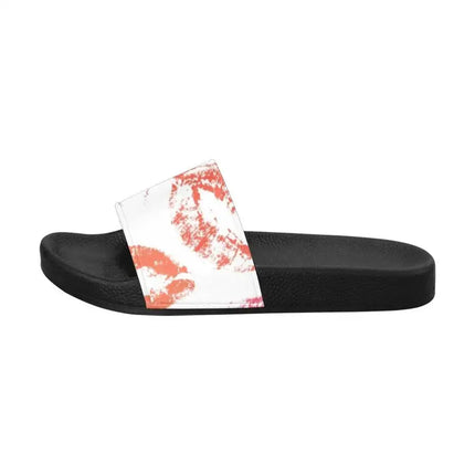 Uniquely You Womens Slides / Flip-Flop Sandals - Lipstick Kiss Print