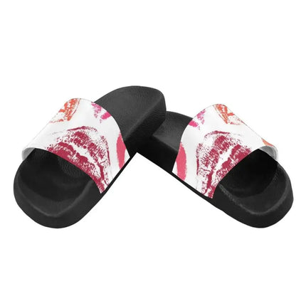Uniquely You Womens Slides / Flip-Flop Sandals - Lipstick Kiss Print