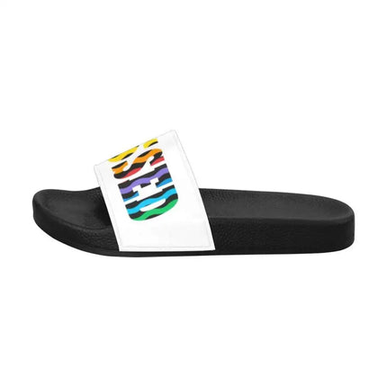 Uniquely You Womens Slides / Flip-Flop Sandals - Multicolor Blessed  Print