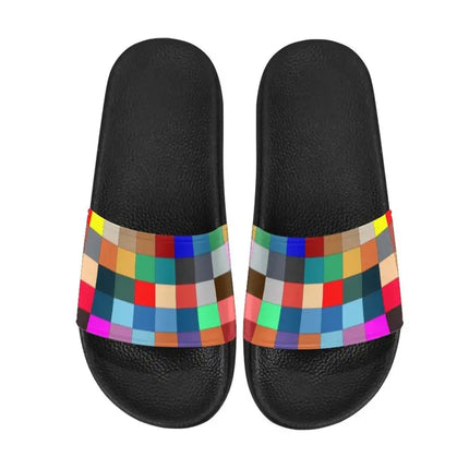 Uniquely You Womens Slides / Flip-Flop Sandals - Multicolor Block Print