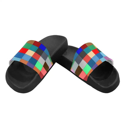 Uniquely You Womens Slides / Flip-Flop Sandals - Multicolor Block Print