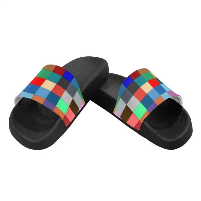 Uniquely You Womens Slides / Flip-Flop Sandals - Multicolor Block Print