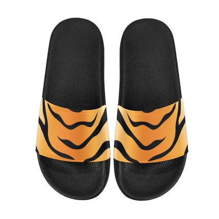 Uniquely You Womens Slides / Flip-Flop Sandals - Orange And Black Tiger Stripe