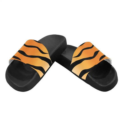 Uniquely You Womens Slides / Flip-Flop Sandals - Orange And Black Tiger Stripe