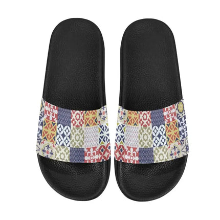 Uniquely You Womens Slides / Flip-Flop Sandals - Patchwork Print