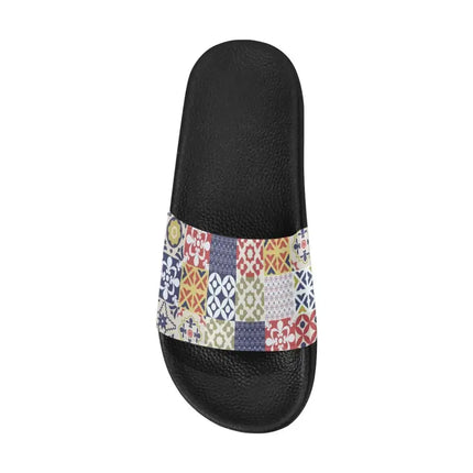 Uniquely You Womens Slides / Flip-Flop Sandals - Patchwork Print