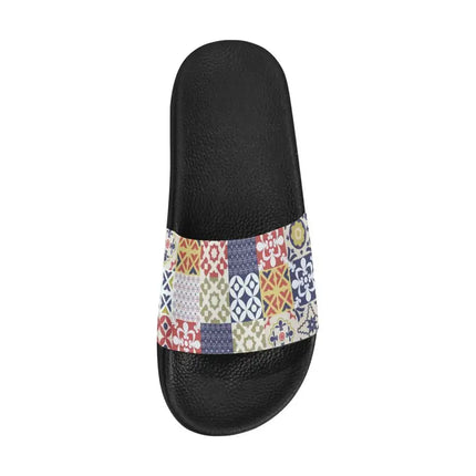 Uniquely You Womens Slides / Flip-Flop Sandals - Patchwork Print
