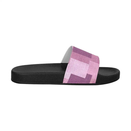 Sandalias chanclas / chanclas para mujer Uniquely You - Estampado de bloques rosa y morado