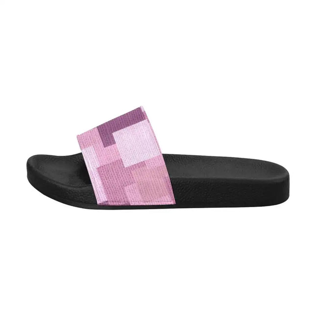 Sandalias chanclas / chanclas para mujer Uniquely You - Estampado de bloques rosa y morado