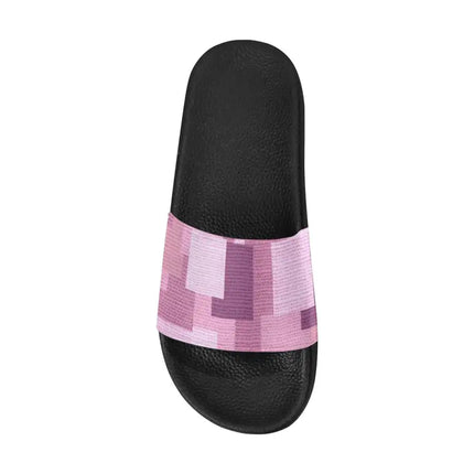 Uniquely You Womens Slides / Flip-Flop Sandals - Pink And Purple Block Print