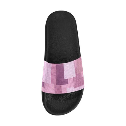 Uniquely You Womens Slides / Flip-Flop Sandals - Pink Grid Print