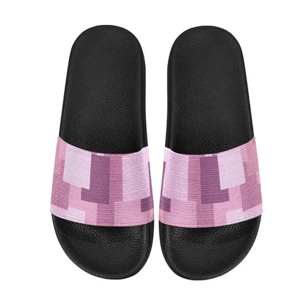 Uniquely You Womens Slides / Flip-Flop Sandals - Pink Grid Print