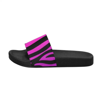Uniquely You Womens Slides / Flip-Flop Sandals - Purple And Black Zebra Print
