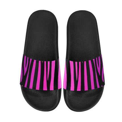 Uniquely You Womens Slides / Flip-Flop Sandals - Purple And Black Zebra Print