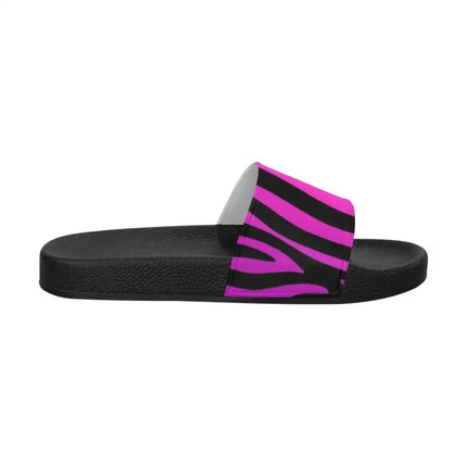 Uniquely You Womens Slides / Flip-Flop Sandals - Purple And Black Zebra Print