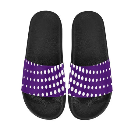 Uniquely You Womens Slides / Flip-Flop Sandals - Purple And White Dotted Print - Vickie Lynn's