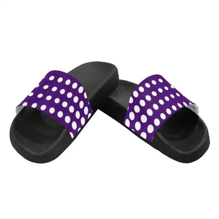 Uniquely You Womens Slides / Flip-Flop Sandals - Purple And White Dotted Print - Vickie Lynn's