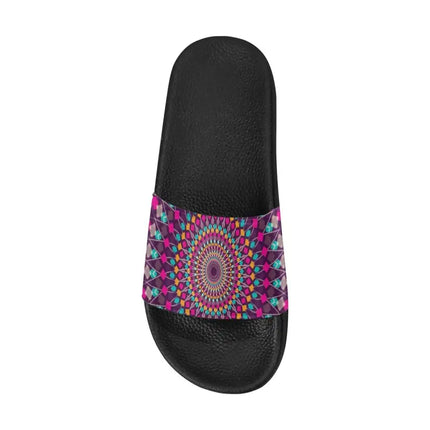 Uniquely You Womens Slides / Flip-Flop Sandals - Purple Kaleidoscope Print