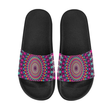 Uniquely You Womens Slides / Flip-Flop Sandals - Purple Kaleidoscope Print