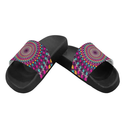 Uniquely You Womens Slides / Flip-Flop Sandals - Purple Kaleidoscope Print