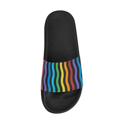 Uniquely You Womens Slides / Flip-Flop Sandals - Rainbow Stripe Print