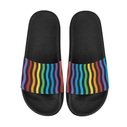 Uniquely You Womens Slides / Flip-Flop Sandals - Rainbow Stripe Print