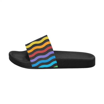 Uniquely You Womens Slides / Flip-Flop Sandals - Rainbow Stripe Print