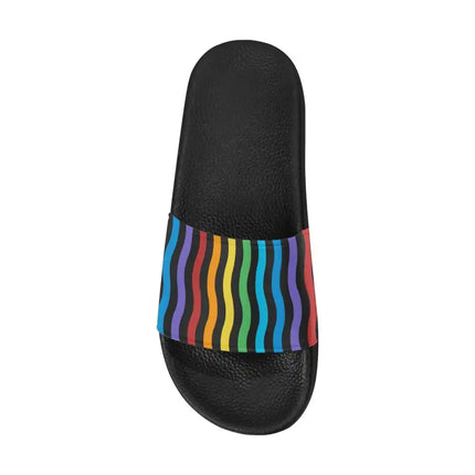 Uniquely You Womens Slides / Flip-Flop Sandals - Rainbow Stripe Print