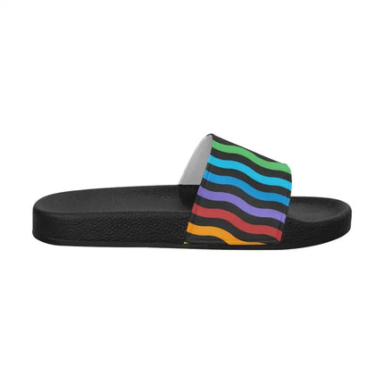 Uniquely You Womens Slides / Flip-Flop Sandals - Rainbow Stripe Print