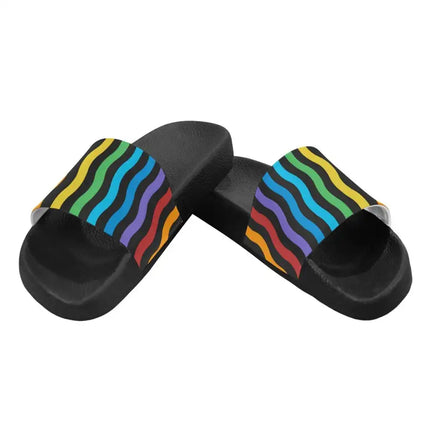 Uniquely You Womens Slides / Flip-Flop Sandals - Rainbow Stripe Print
