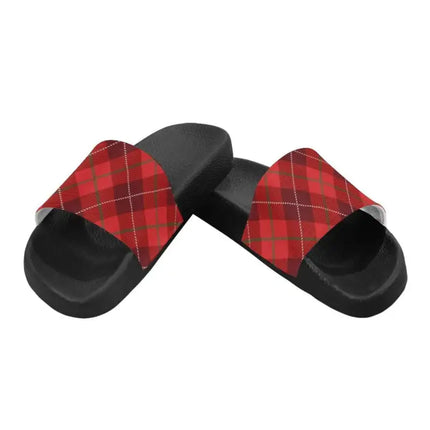 Uniquely You Womens Slides / Flip-Flop Sandals - Womens Red Tartan Print
