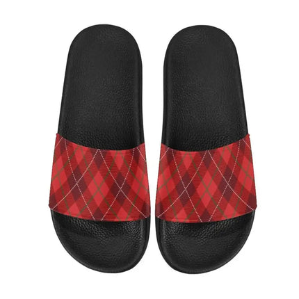 Uniquely You Womens Slides / Flip-Flop Sandals - Womens Red Tartan Print