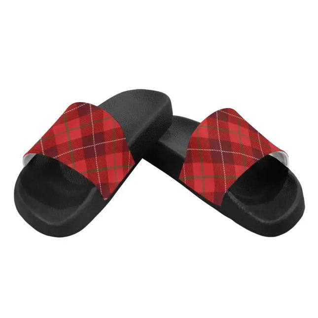 Sandalias chanclas / chanclas para mujer Uniquely You - Estampado de tartán rojo para mujer