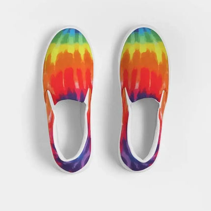 Uniquely You Womens Sneakers - Peace & Love Tie-Dye Style Low Top Slip-On Canvas Shoes