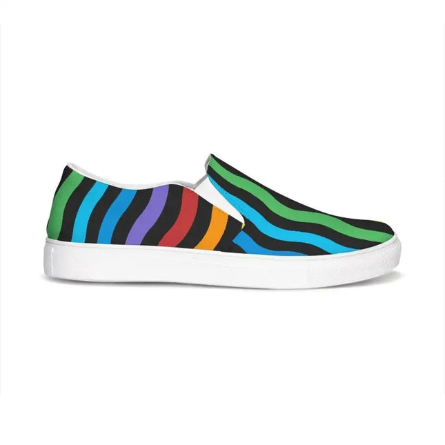 Zapatillas de deporte para mujer Uniquely You - Zapatos deportivos de lona estilo rayas arco iris / Slip-On