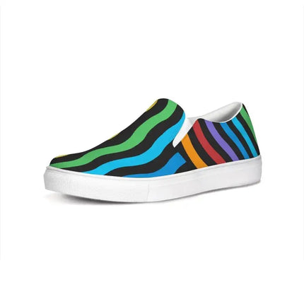 Uniquely You Womens Sneakers - Rainbow Stripe Style Canvas Sports Shoes / Slip-On