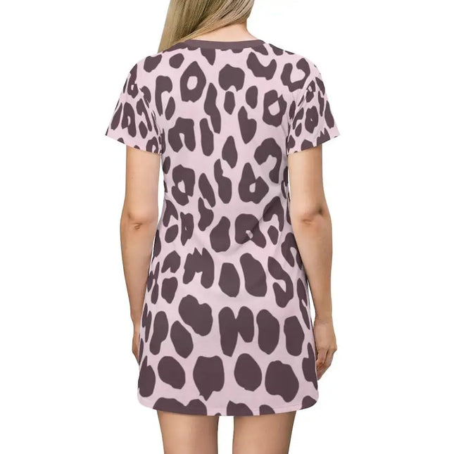 Uniquely You Womens T-Shirt Dress / Pink Leopard Print