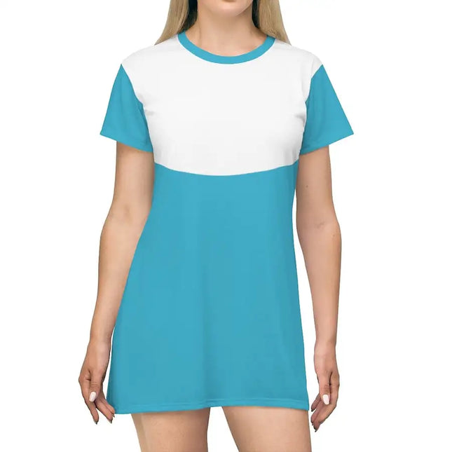 Uniquely You Womens T-Shirt Dress / Top Curve White - Sea Blue