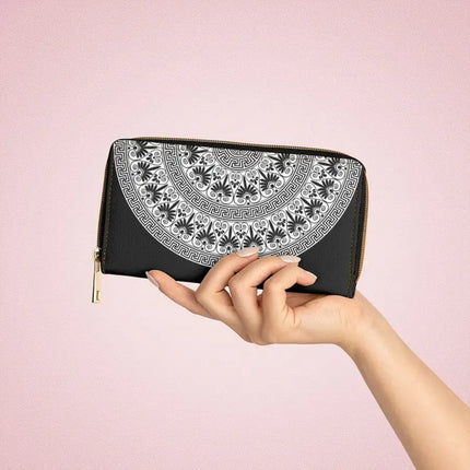 Uniquely You Womens Wallet - Zip Purse / Black & White Geometric Aztec