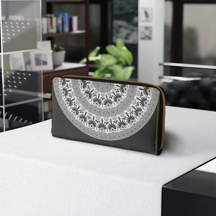 Uniquely You Womens Wallet - Zip Purse / Black & White Geometric Aztec