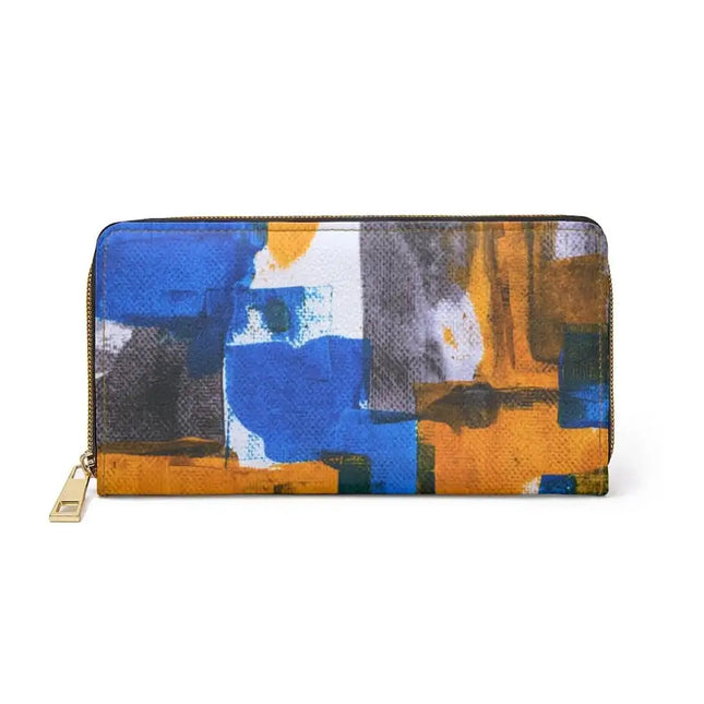 Cartera para mujer Uniquely You - Monedero con cremallera / Geométrico azul y naranja