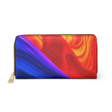 Cartera para mujer Uniquely You - Monedero con cremallera / Remolino azul y rojo