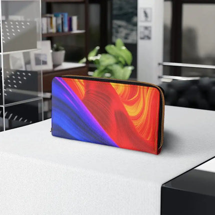 Uniquely You Womens Wallet - Zip Purse / Blue & Red  Swirl