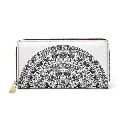 Cartera para mujer Uniquely You - Monedero con cremallera / Azteca geométrica blanca y negra